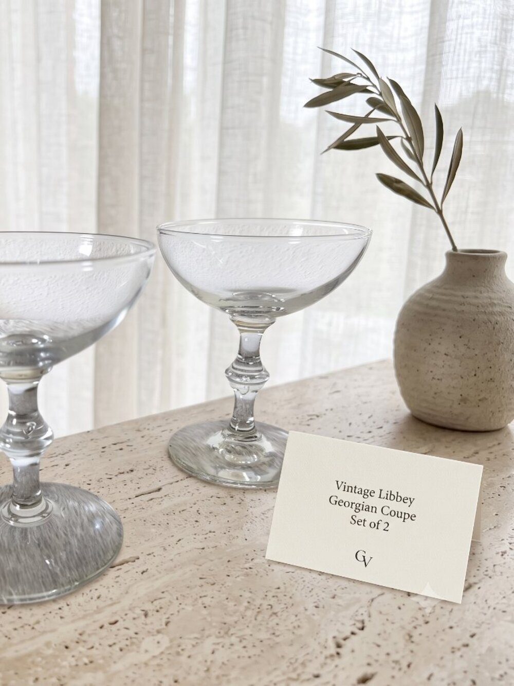 Vintage Libbey Georgian Clear Glass Champagne Coupe Cocktail Glasses Set of 2 - Picture 8 of 9